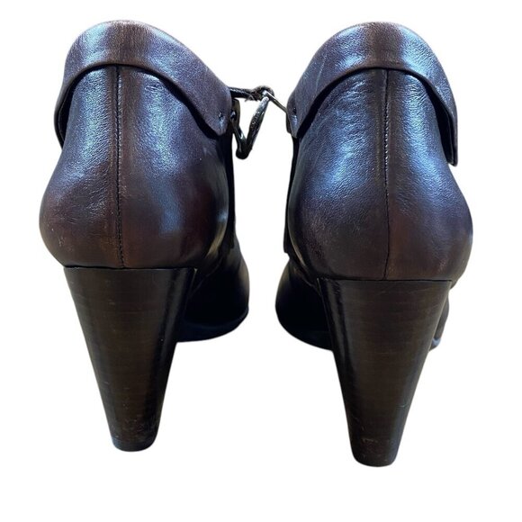 Connie Boots Women's Colleen Side Zip Ankle Bootie Leather Heels 7M Brown #329C - Picture 7 of 9